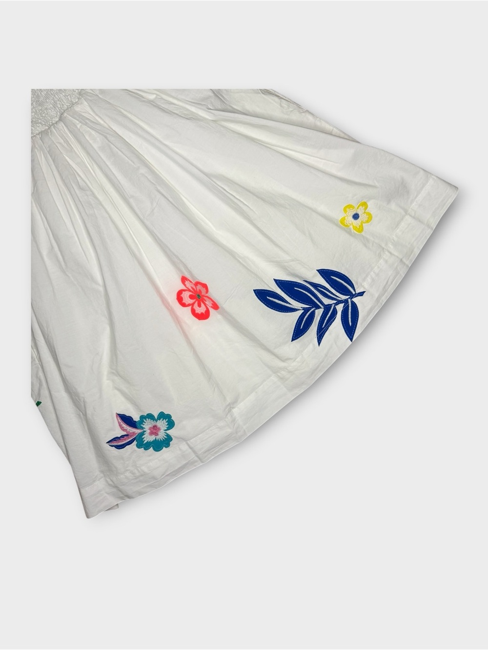 Mini Boden White Embellished Vine Floral Frill Sleeve Tank Dress - Picture 9 of 10